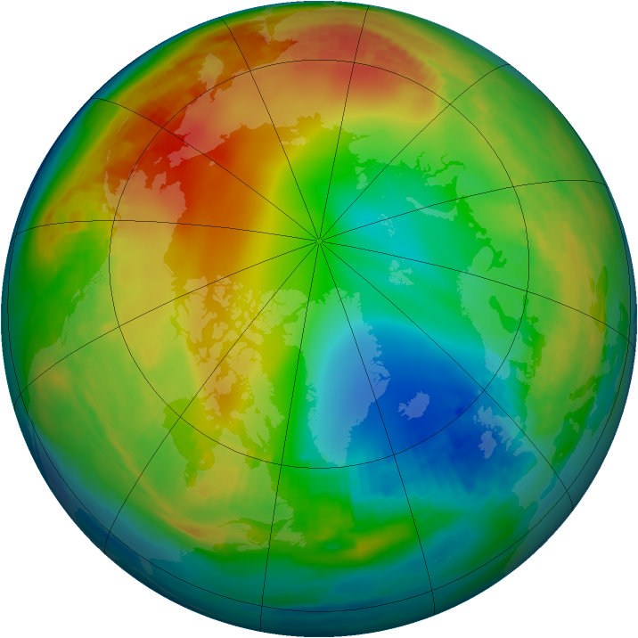 Arctic ozone map for 07 January 1987